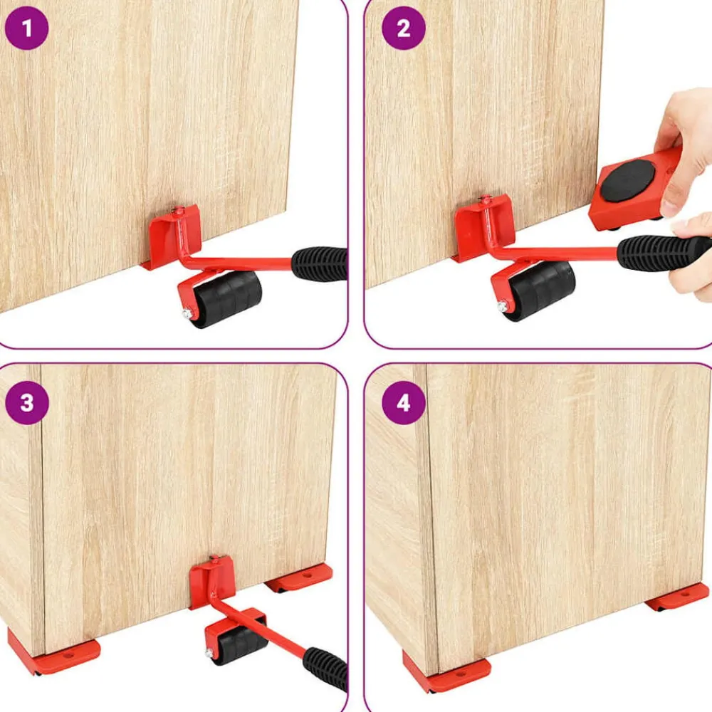 vidaXL Accesorios De Bricolaje-Ruedas para muebles (8 unidades, con elevadores), color rojo, 9,8 x 7,5 x 3 cm, 150 kg