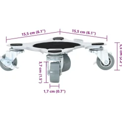 vidaXL Accesorios De Bricolaje-Ruedas para muebles (4 unidades, con elevador, 15,5 x 15,5 x 5,5 cm, acero, 1000 kg)