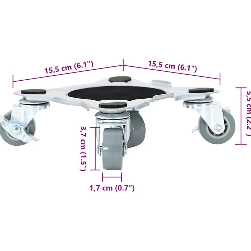 vidaXL Accesorios De Bricolaje-Ruedas para muebles (4 unidades, con elevador, 15,5 x 15,5 x 5,5 cm, acero, 1000 kg)
