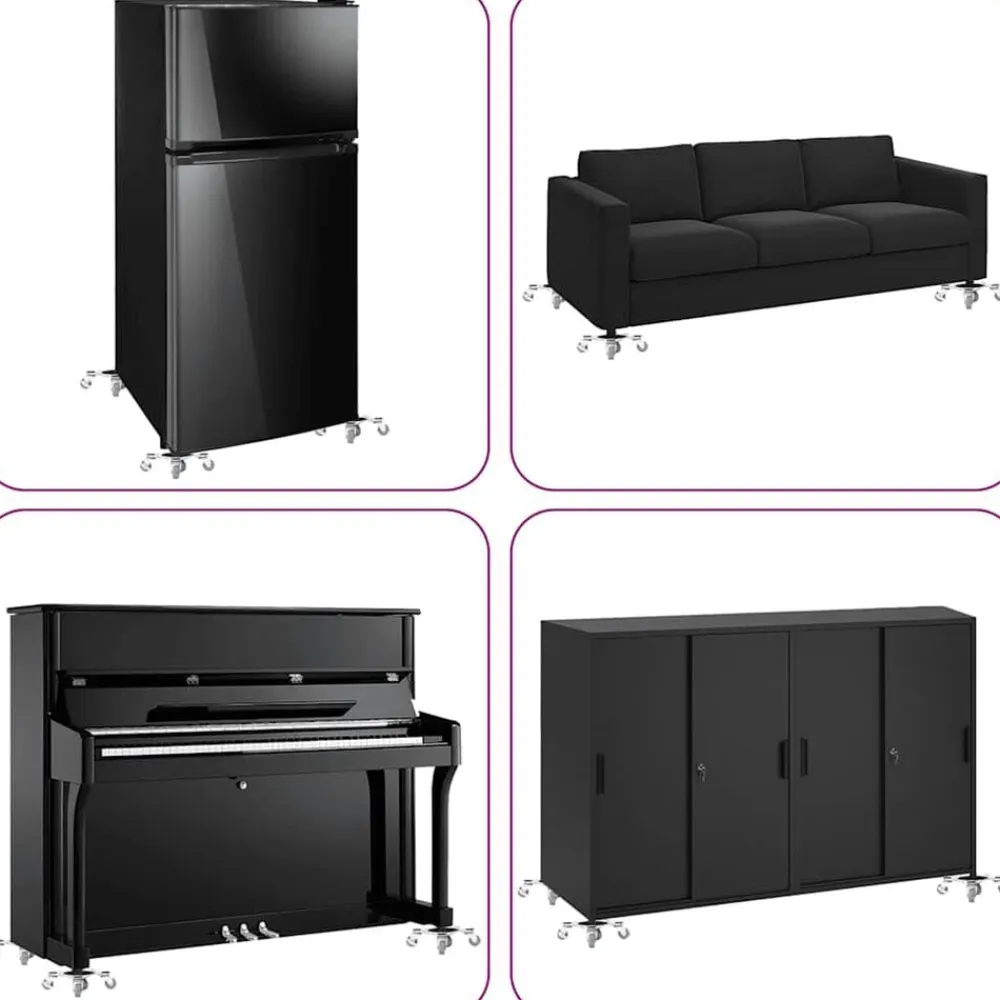 vidaXL Accesorios De Bricolaje-Ruedas para muebles (4 unidades, con elevador, 15,5 x 15,5 x 5,5 cm, acero, 1000 kg)