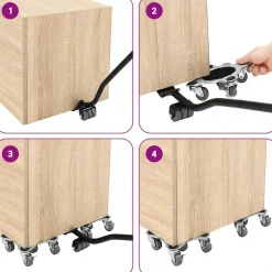 vidaXL Accesorios De Bricolaje-Ruedas para muebles (4 unidades, con elevador, 15,5 x 15,5 x 5,5 cm, acero, 1000 kg)