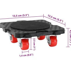 vidaXL Ruedas para muebles (4 unidades, con elevador), color negro, 13,5 x 13,5 x 4,2 cm, 300 kg Sale