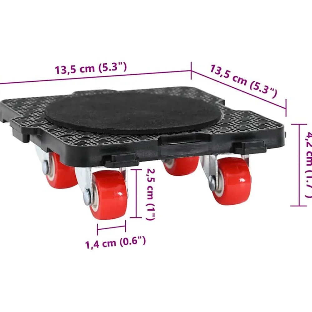 vidaXL Ruedas para muebles (4 unidades, con elevador), color negro, 13,5 x 13,5 x 4,2 cm, 300 kg Sale