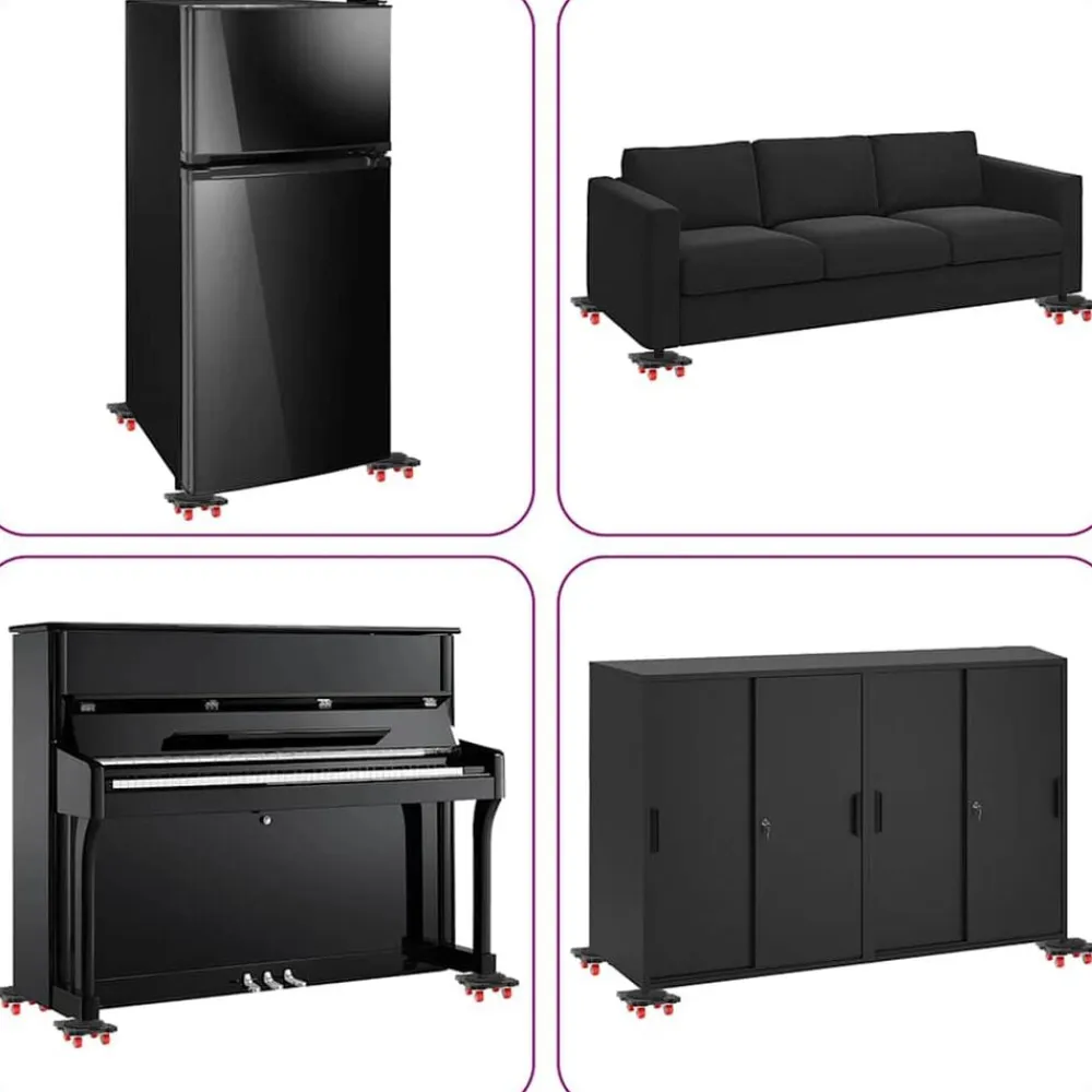 vidaXL Ruedas para muebles (4 unidades, con elevador), color negro, 13,5 x 13,5 x 4,2 cm, 300 kg Sale