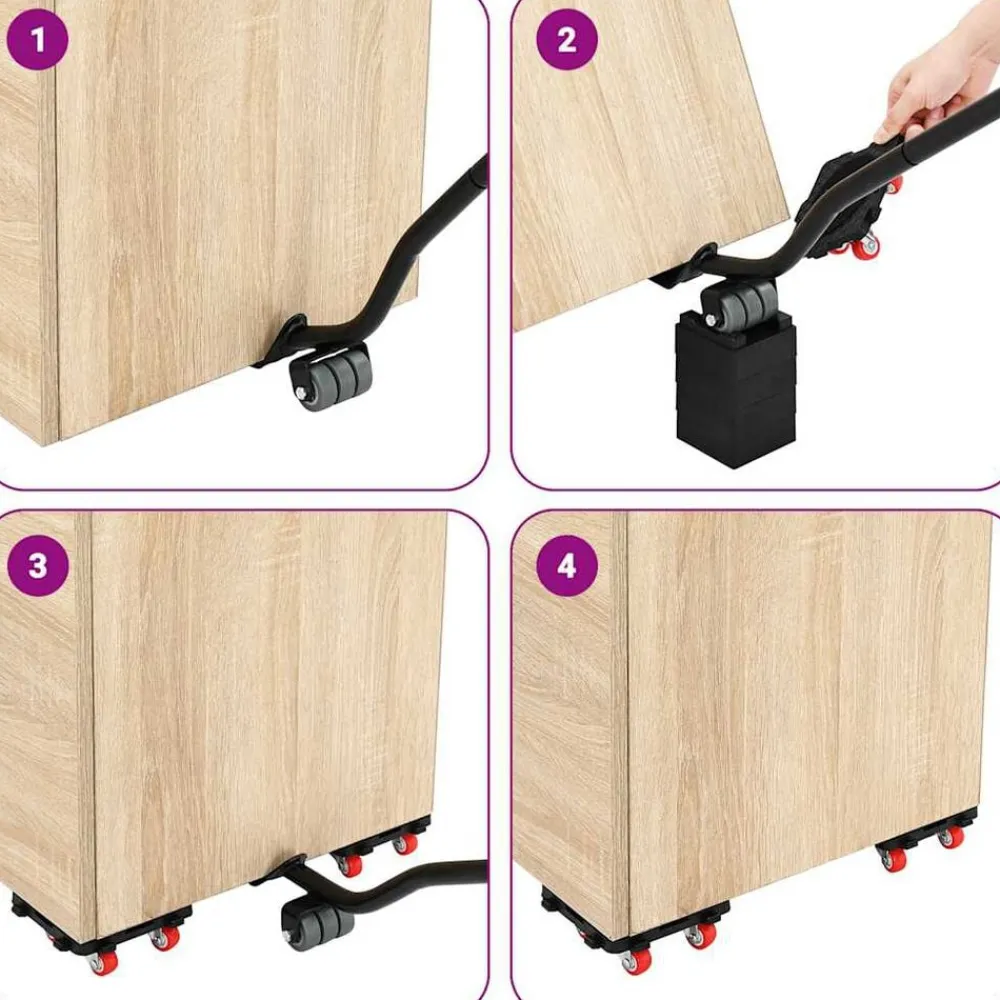 vidaXL Ruedas para muebles (4 unidades, con elevador), color negro, 13,5 x 13,5 x 4,2 cm, 300 kg Sale