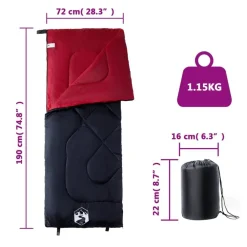 vidaXL Saco de dormir de camping para adultos 3 estaciones Negro y rojo Clearance