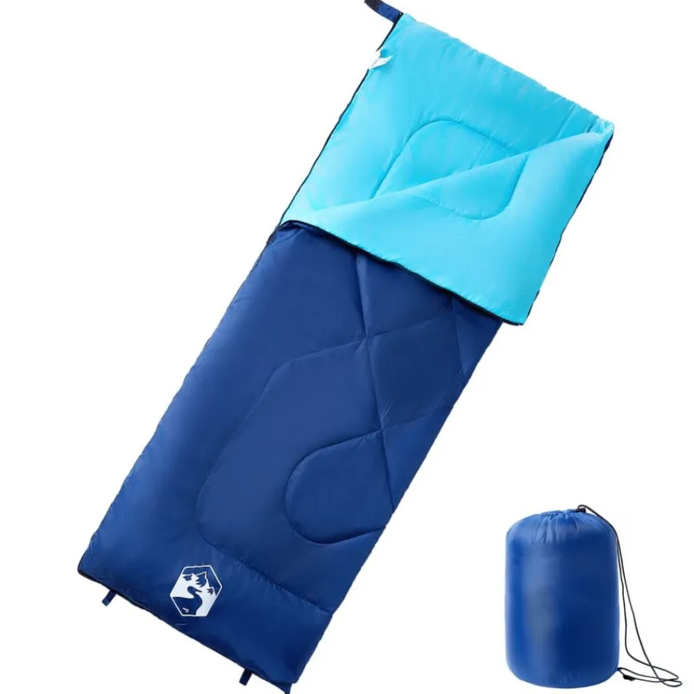vidaXL Saco de dormir de camping para adultos 3 estaciones azul marino y azul Clearance