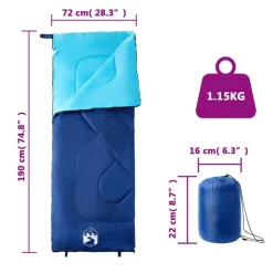 vidaXL Saco de dormir de camping para adultos 3 estaciones azul marino y azul Clearance