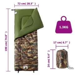 vidaXL Saco de dormir de camping para adultos 3 estaciones Camuflaje Discount
