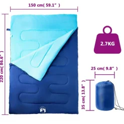 vidaXL Actividades Al Aire Libre-Saco de dormir doble y almohadas camping adultos 3-4 estaciones