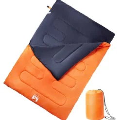 vidaXL Actividades Al Aire Libre-Saco de dormir doble y almohadas camping adultos 3-4 estaciones