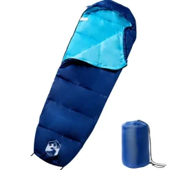 vidaXL Saco de dormir tipo momia de camping para adultos 3 estaciones azul marino y azul