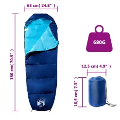 vidaXL Saco de dormir tipo momia de camping para adultos 3 estaciones azul marino y azul