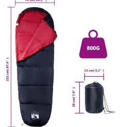 vidaXL Actividades Al Aire Libre-Saco de dormir tipo momia de camping para adultos 3 estaciones