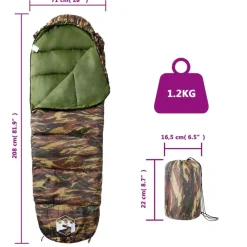 vidaXL Actividades Al Aire Libre-Saco de dormir tipo momia de camping para adultos 3 estaciones