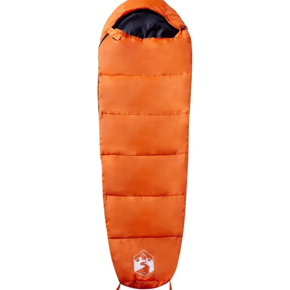 vidaXL Saco de dormir tipo momia de camping para adultos 3 estaciones Naranja y negro Best
