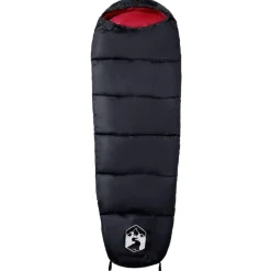 vidaXL Saco de dormir tipo momia de camping para adultos 3 estaciones Negro y rojo Discount
