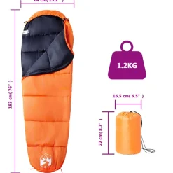 vidaXL Actividades Al Aire Libre-Saco de dormir tipo momia de camping para adultos 3 estaciones