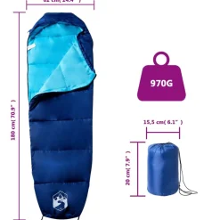 vidaXL Actividades Al Aire Libre-Saco de dormir tipo momia de camping para adultos 3 estaciones