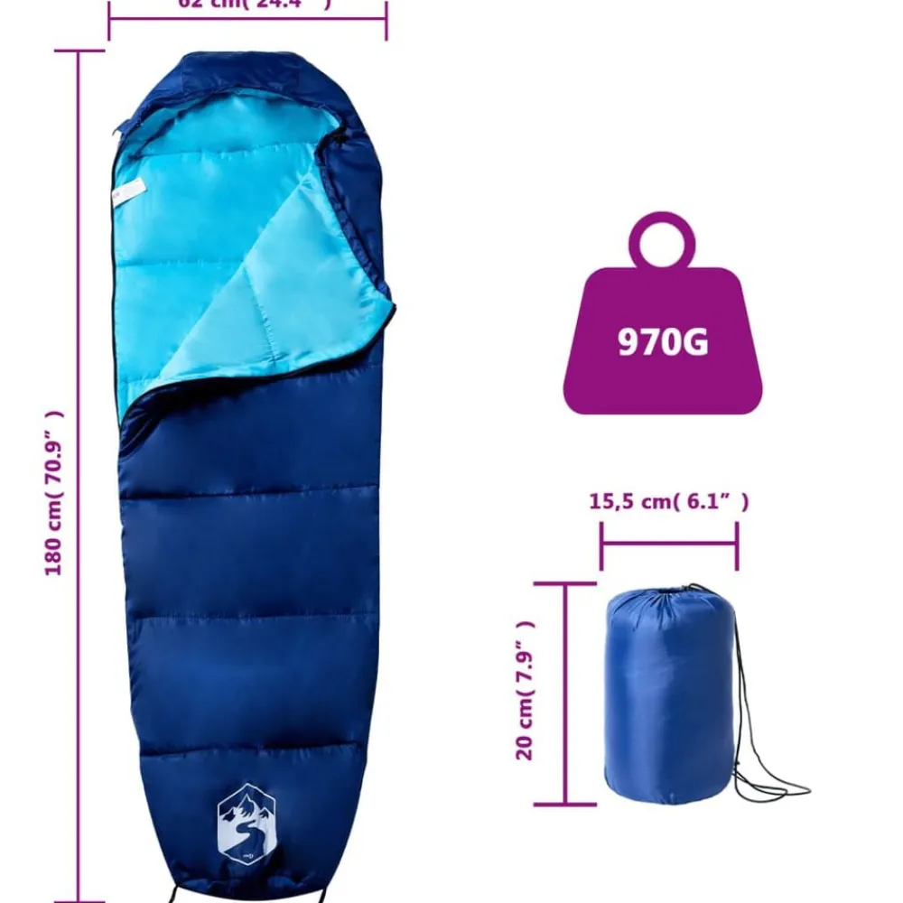 vidaXL Actividades Al Aire Libre-Saco de dormir tipo momia de camping para adultos 3 estaciones