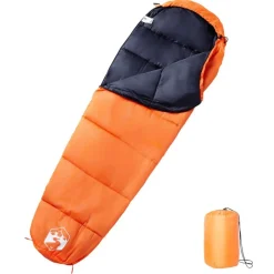 vidaXL Saco de dormir tipo momia de camping para adultos 3 estaciones Naranja y negro New