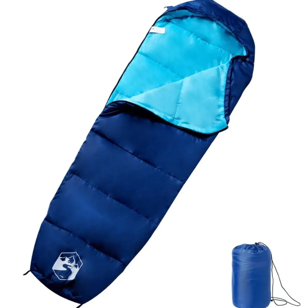 vidaXL Saco de dormir tipo momia de camping para adultos 3 estaciones azul marino y azul Online