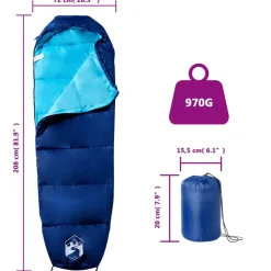 vidaXL Actividades Al Aire Libre-Saco de dormir tipo momia de camping para adultos 3 estaciones