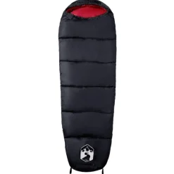 vidaXL Saco de dormir tipo momia de camping para adultos 3 estaciones Negro y rojo Sale