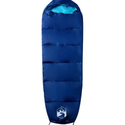vidaXL Saco de dormir tipo momia de camping para adultos 3 estaciones azul marino y azul Online