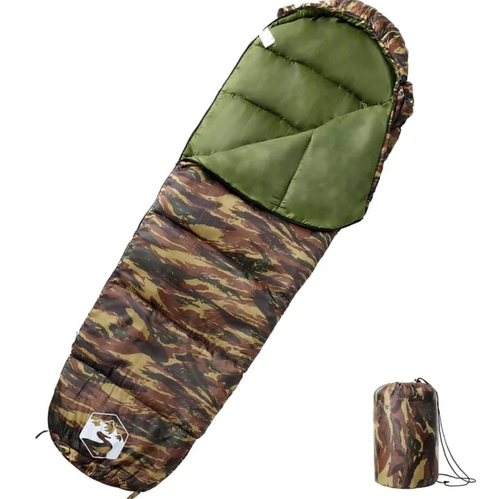 vidaXL Saco de dormir tipo momia de camping para adultos 3 estaciones Camuflaje Best
