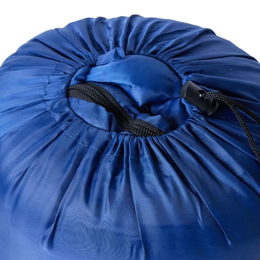 vidaXL Saco de dormir tipo momia de camping para adultos 3 estaciones azul marino y azul Online