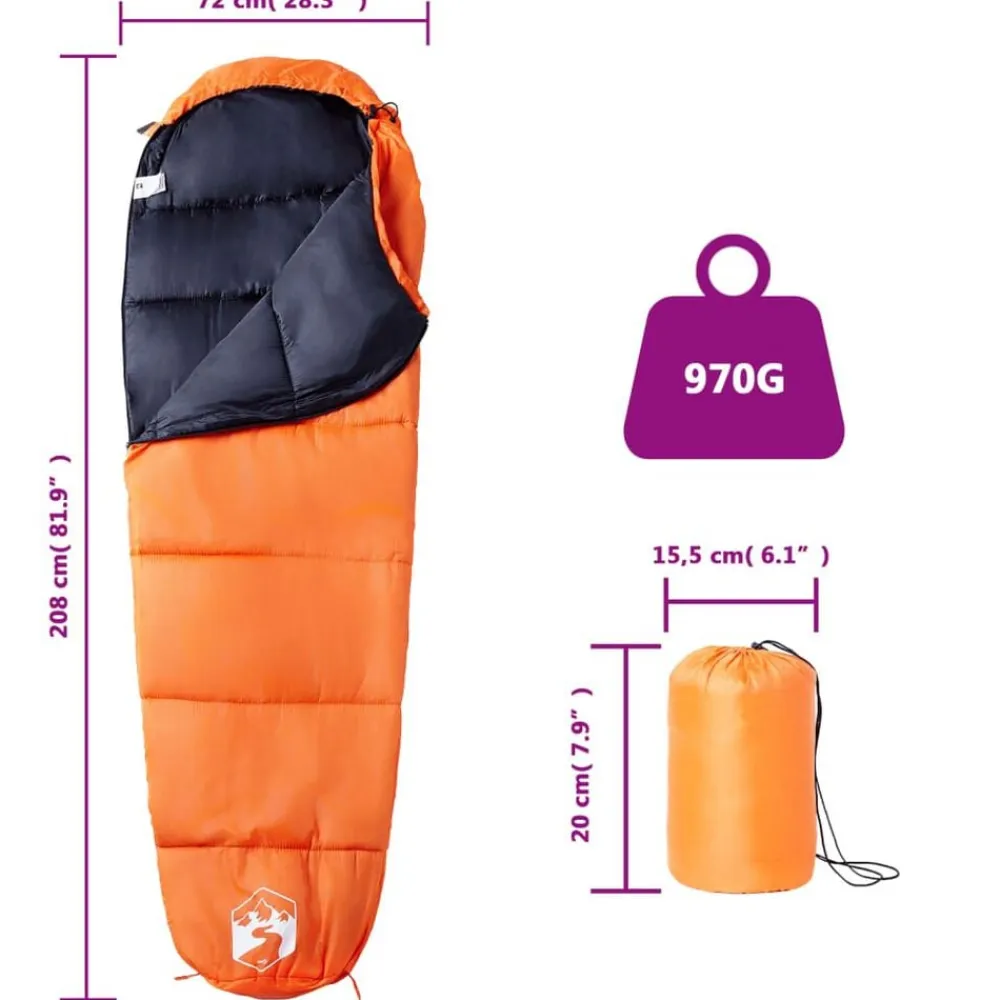 vidaXL Actividades Al Aire Libre-Saco de dormir tipo momia de camping para adultos 3 estaciones