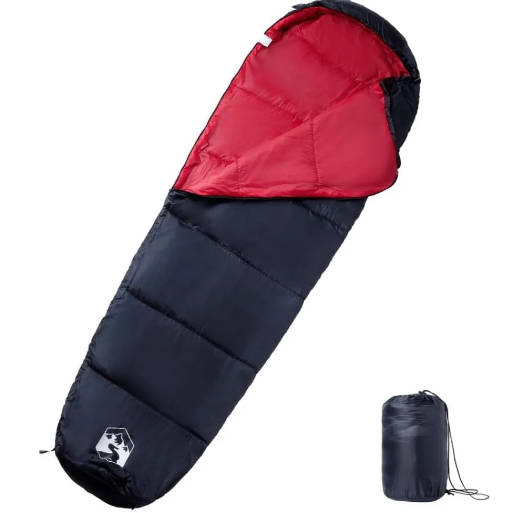 vidaXL Saco de dormir tipo momia de camping para adultos 3 estaciones Negro y rojo Sale