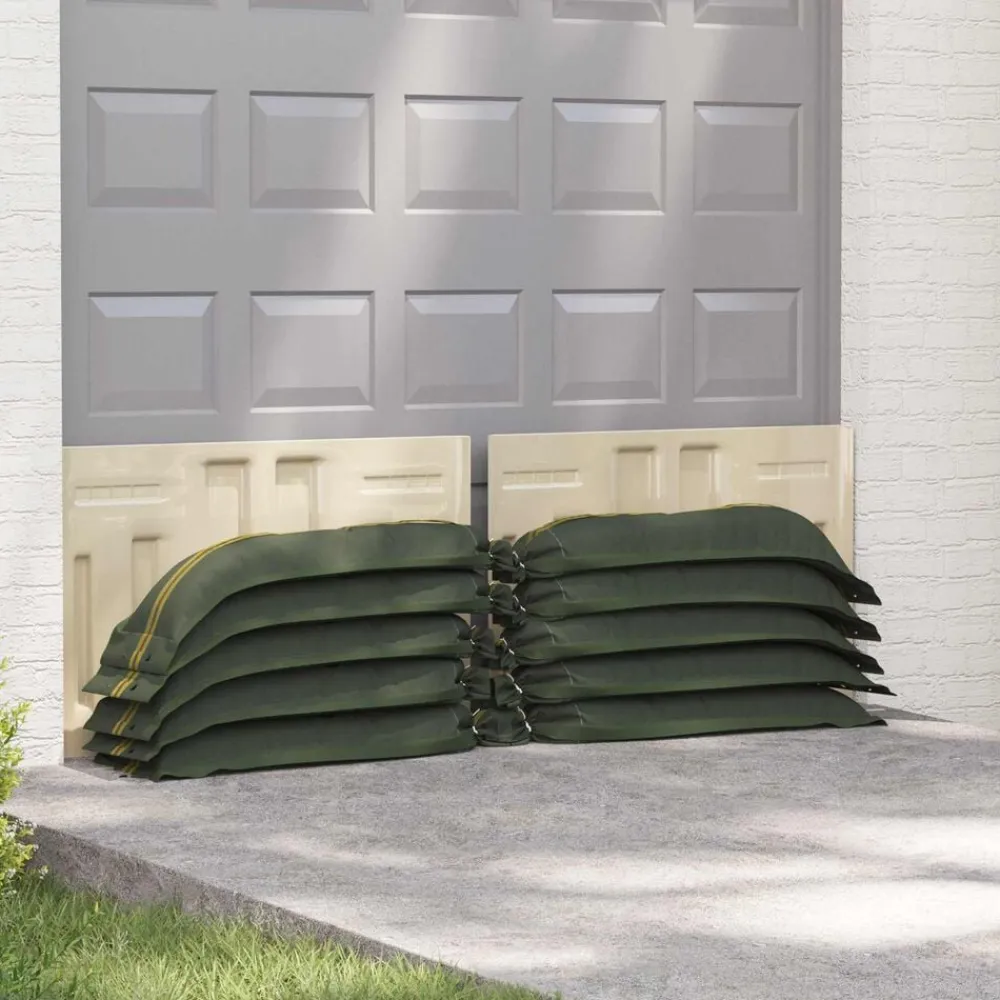 vidaXL Sacos de arena 10 pcs Verde oscuro 100 x 25 cm HDPE Clearance