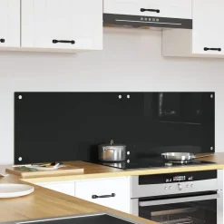 vidaXL Salpicadero de cocina 2 pcs 70 x 40 cm vidrio templado Negro Sale