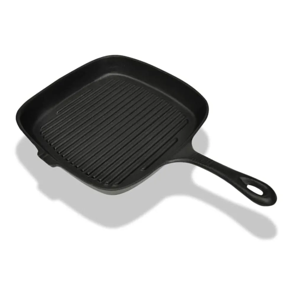 vidaXL Sartén parrilla de hierro fundido 24x23 cm Clearance