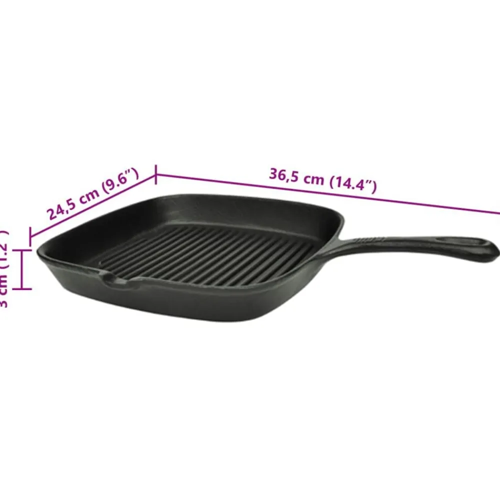 vidaXL Sartén parrilla de hierro fundido 24x23 cm Clearance