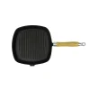 vidaXL Sartén parrilla de hierro fundido con mango de madera 20x20 cm Best