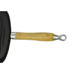 vidaXL Sartén parrilla de hierro fundido con mango de madera 20x20 cm Best