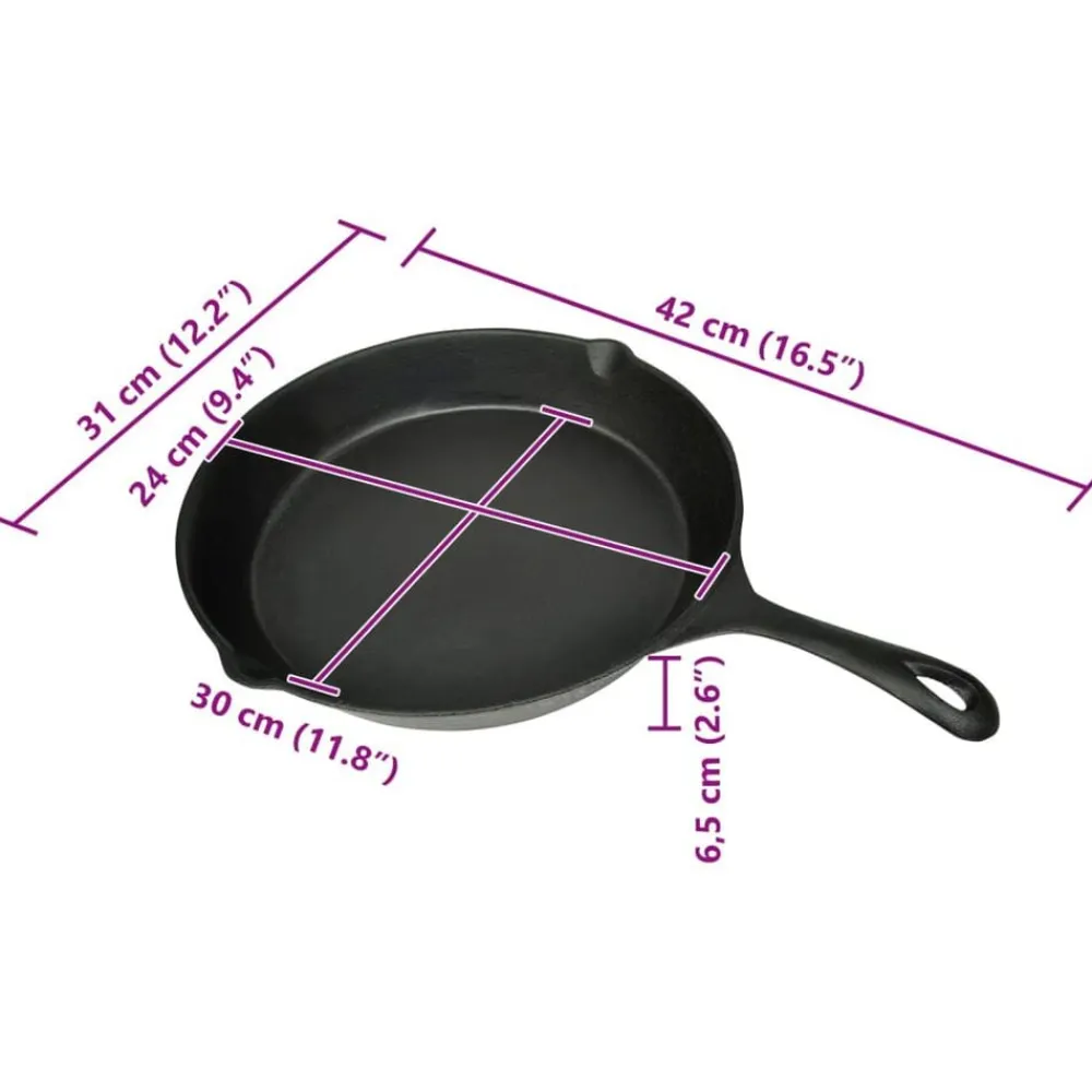 vidaXL Sartén parrilla de hierro fundido 30 cm redonda Hot