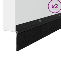 vidaXL Sellos de cepillo de puerta atornillables 2 pcs 100 cm Negro