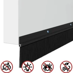 vidaXL Sellos de cepillo de puerta atornillables 2 pcs 100 cm Negro