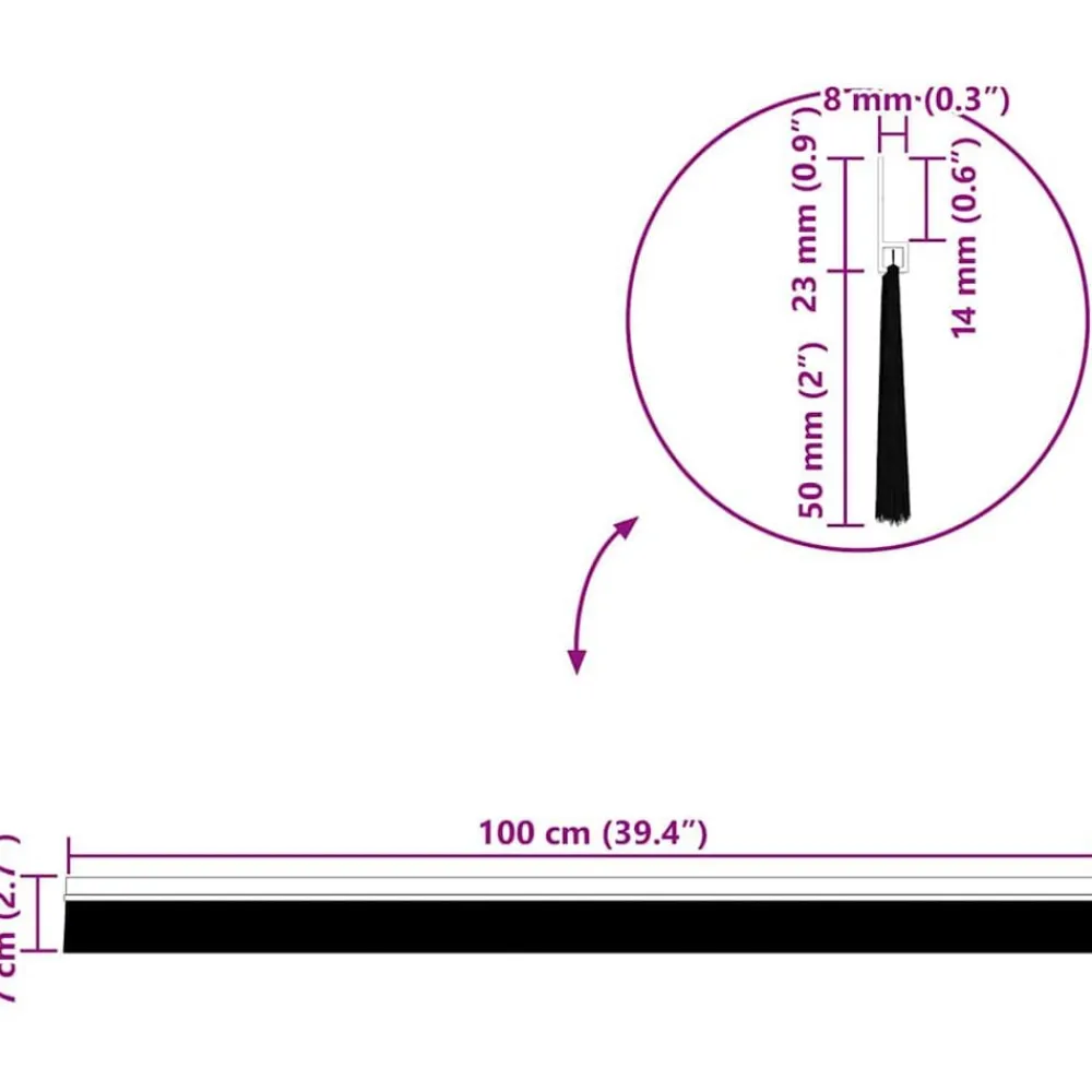 vidaXL Materiales De Construcción-Sellos de cepillo para puertas autoadhesivos 2 pcs 100 cm