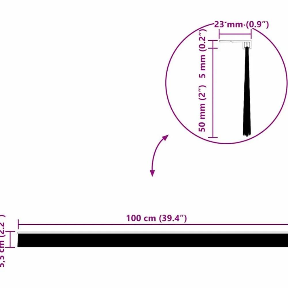 vidaXL Sellos de cepillo para puertas autoadhesivos 2 pcs 100 cm Negro Clearance