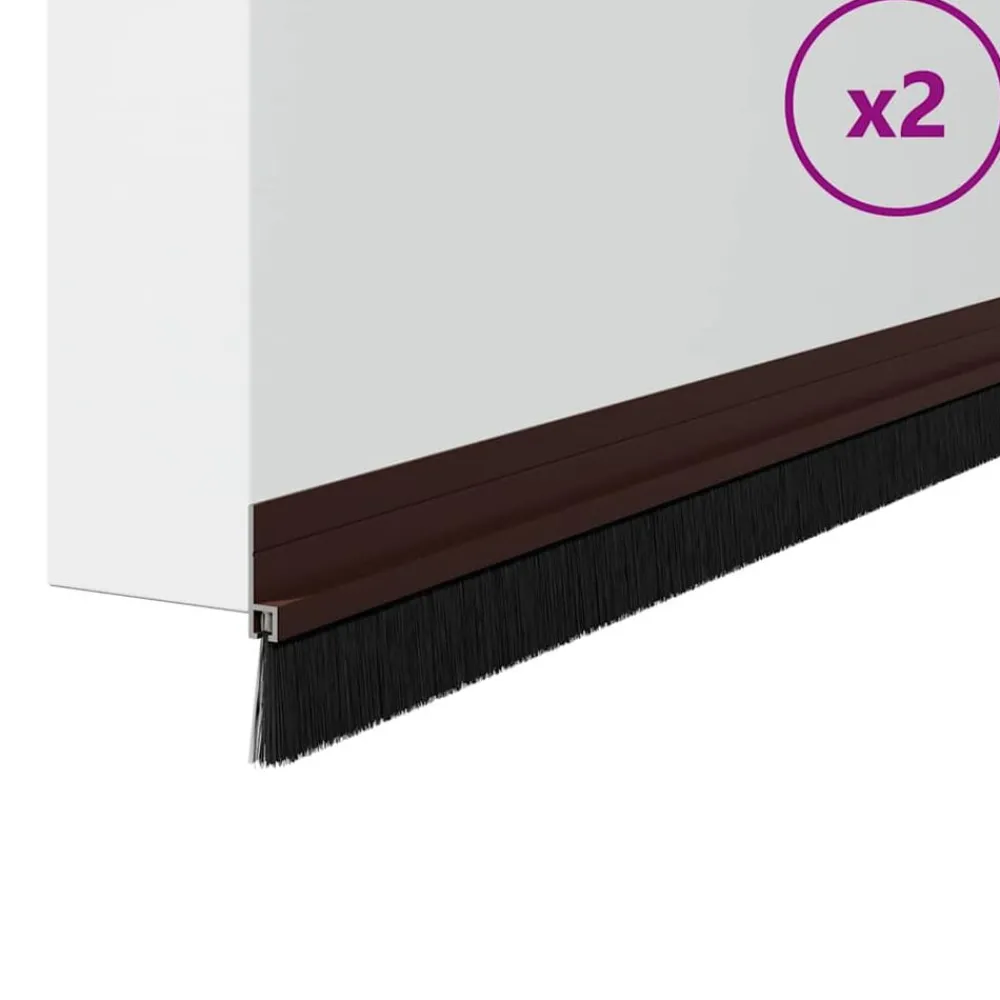 vidaXL Materiales De Construcción-Sellos de cepillo para puertas autoadhesivos 2 pcs Marrón