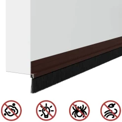 vidaXL Materiales De Construcción-Sellos de cepillo para puertas autoadhesivos 2 pcs Marrón