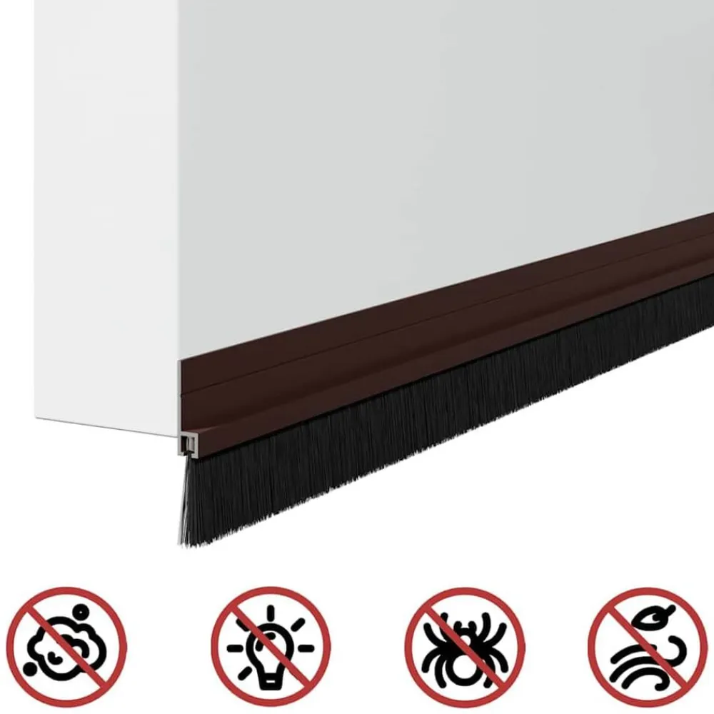 vidaXL Materiales De Construcción-Sellos de cepillo para puertas autoadhesivos 2 pcs Marrón