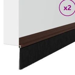 vidaXL Materiales De Construcción-Sellos de cepillo para puertas autoadhesivos 2 pcs Marrón