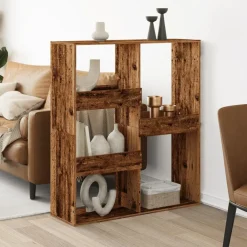 vidaXL Estanterías-Separador de ambientes madera envejecida 100x33x115 cm