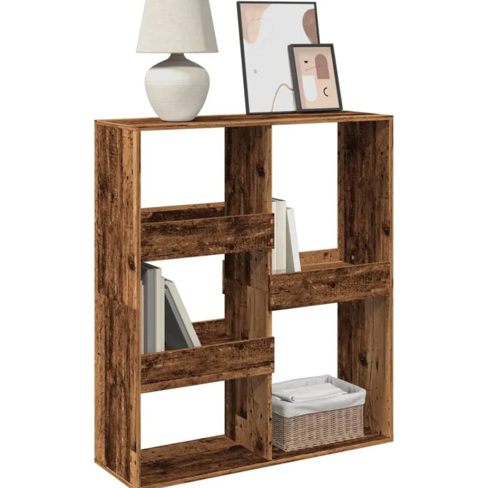 vidaXL Estanterías-Separador de ambientes madera envejecida 100x33x115 cm
